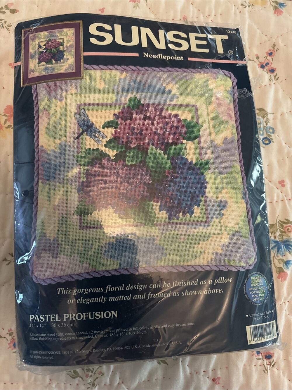 Vintage 1999 Sunset Pastel Profusion Needlepoint Kit #12146 14x14 Floral NEW